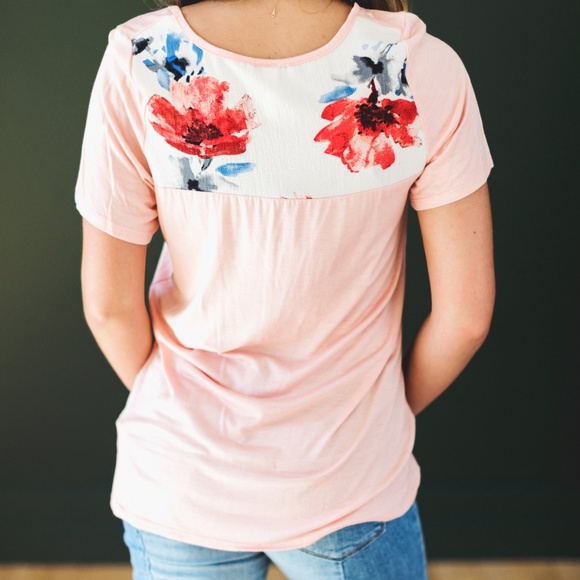 Pink Floral Tee - Picture 2 of 3